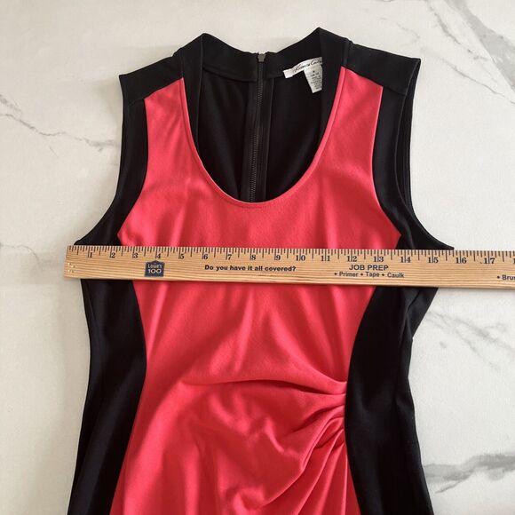 Kenneth Cole Womens Color Block Sleeveless Sheath Dress Coral & Black Size 8 EUC - Picture 5 of 10